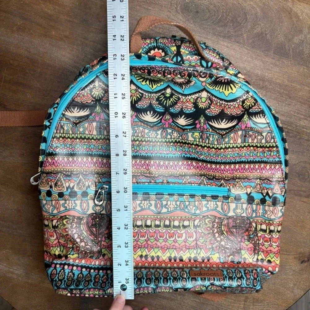 SAKROOTS Backpack Bag Canvas Boho Southwestern Artsy Colorful‎ EUC